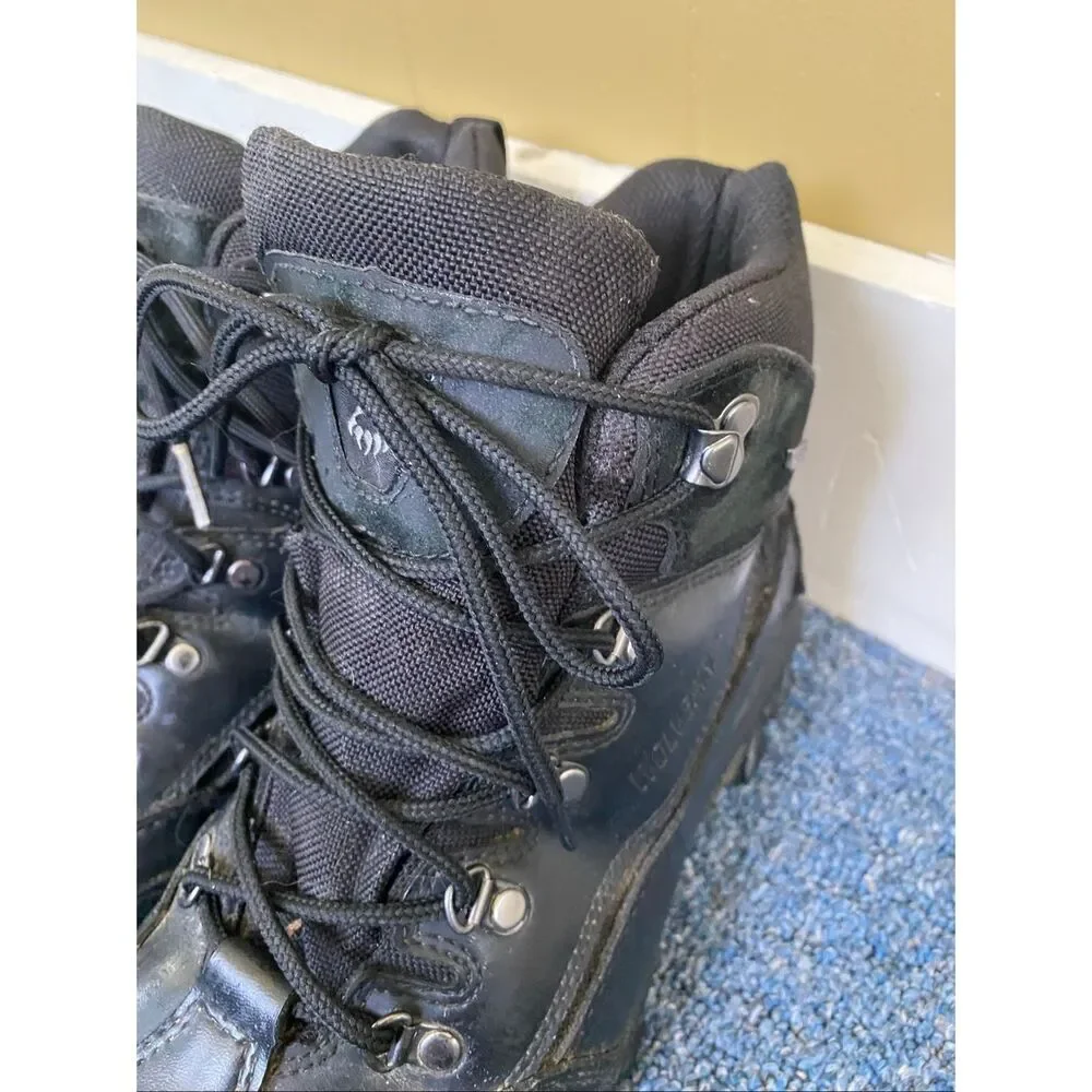Wolverine men 10.5 waterproof tie up work boots w/skid proof soles black